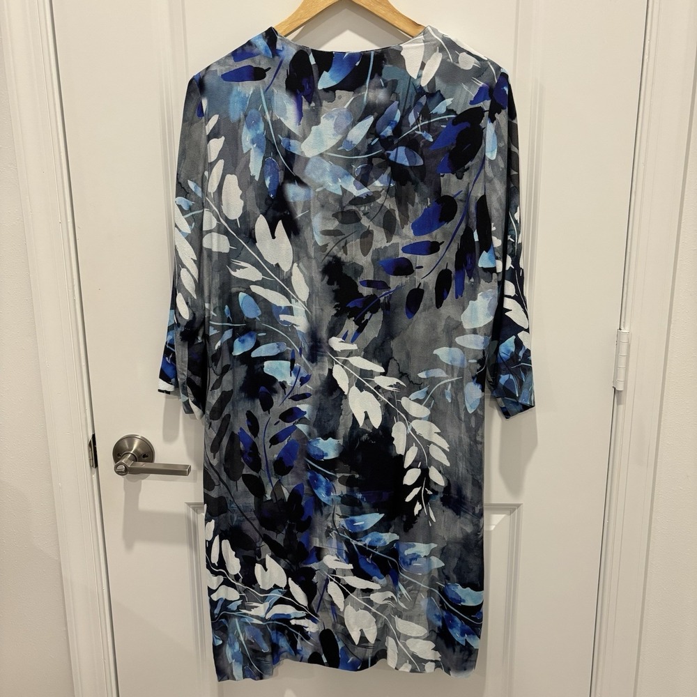 Karen Kane | Botanical Print Zip-Front Shift Dress Sz L - Picture 4 of 9